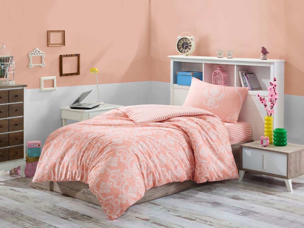 Lenjerie de pat pentru o persoana, 2 piese, 140x200 cm, amestec bumbac, Eponj Home, Pure, roz pudra - imagine 7